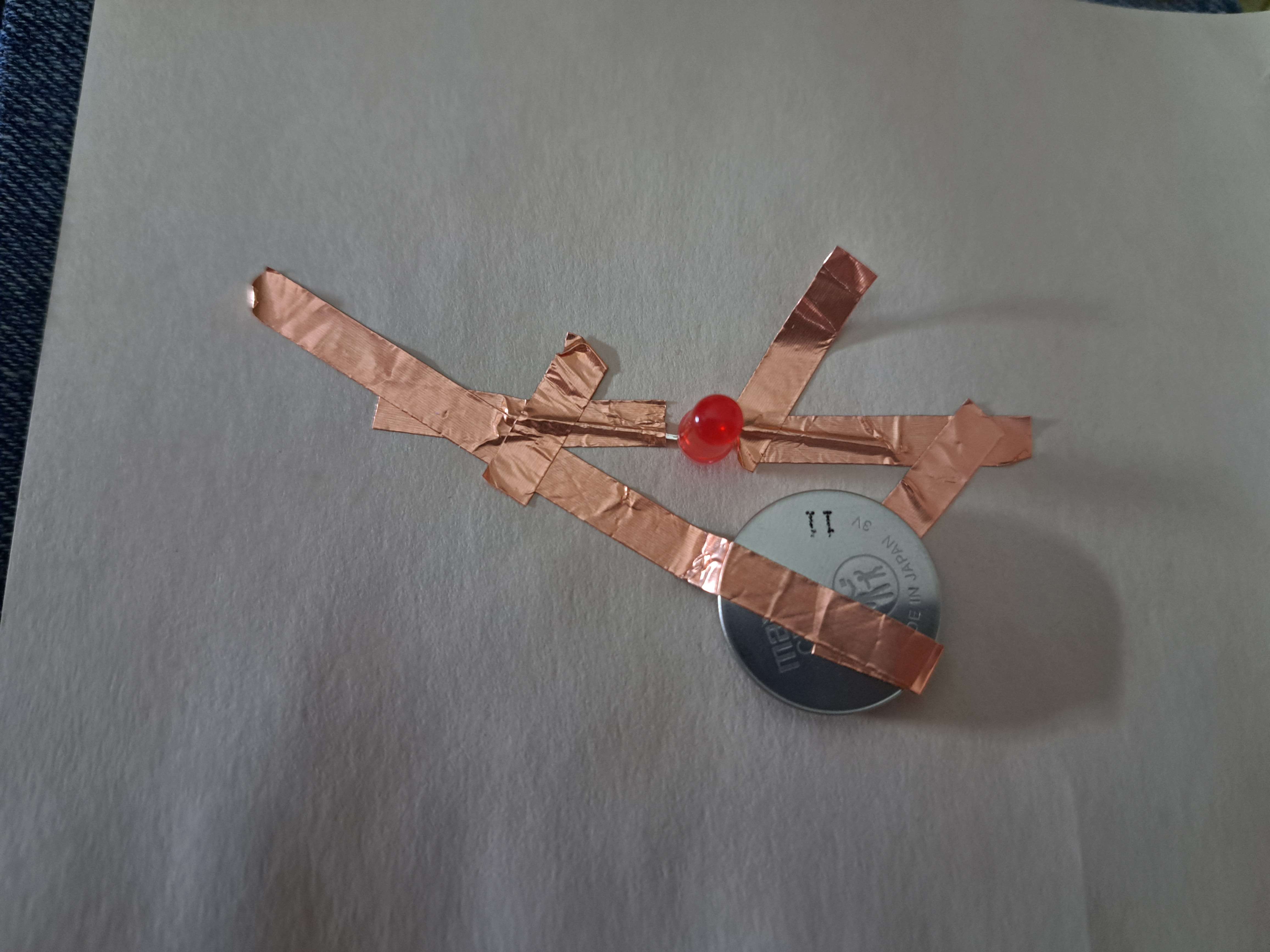 testing if the copper tape was conductive on both sides