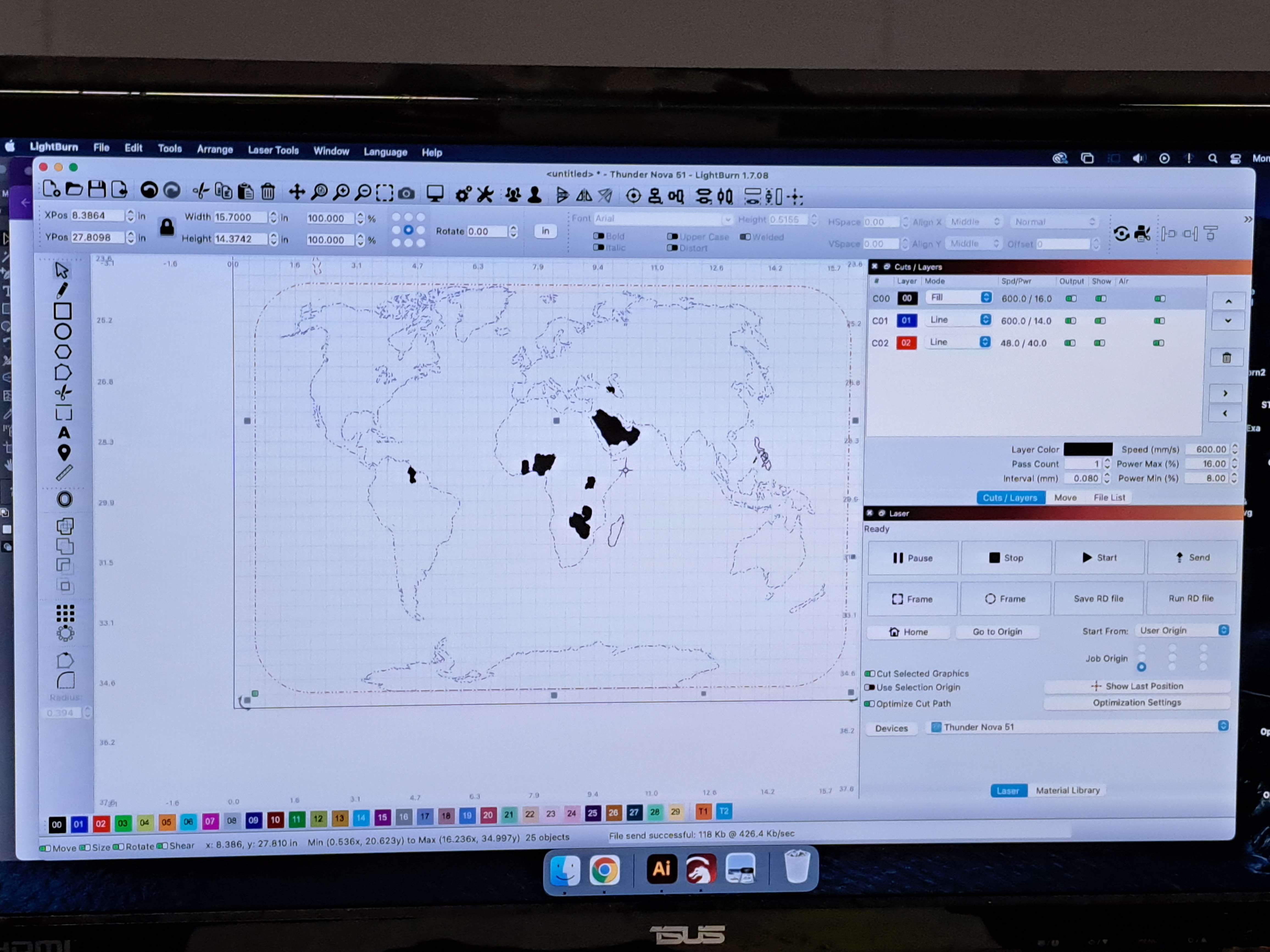 screen while laser cutting